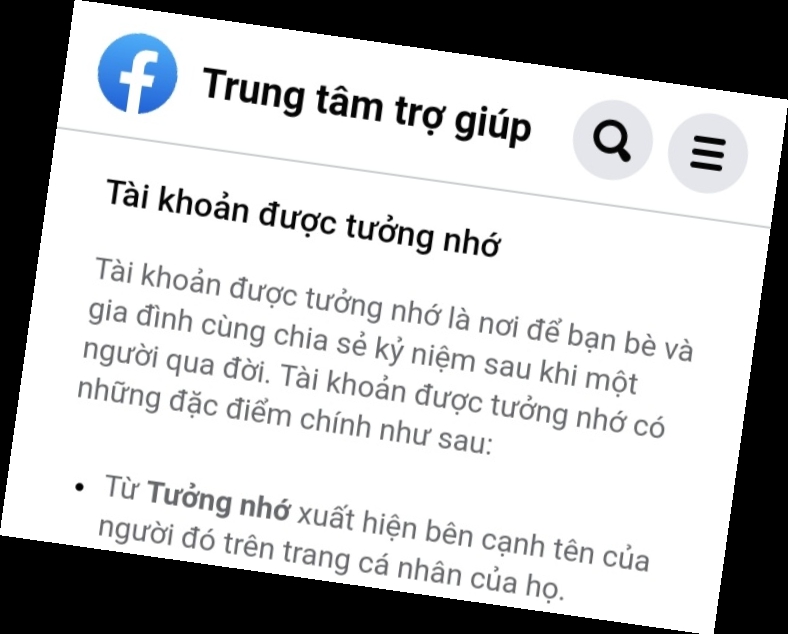 cài đặt tài khoản cho người đã mất